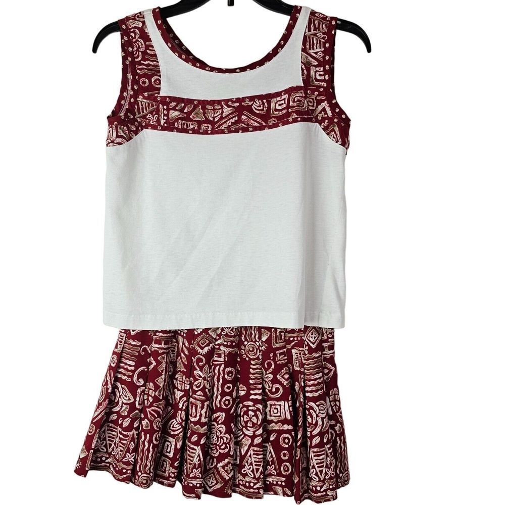 Lily's of Beverly‎ Hills Vintage Pleated Tennis Skirt White Red Size 4